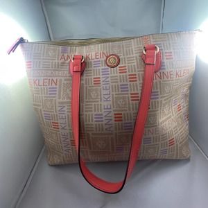 Anne Klein Coral Logo Tote Bag